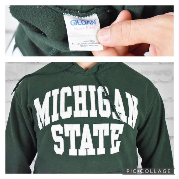 Gildan Heavy Blend Michigan State Spellout Hoodie - Picture 4 of 4